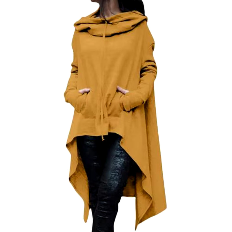 Autumn Long Hoodie Solid Color Hooded Elegant Sweatshirt Vetement Femme Hoodies Women Casual Wear Streetwear
