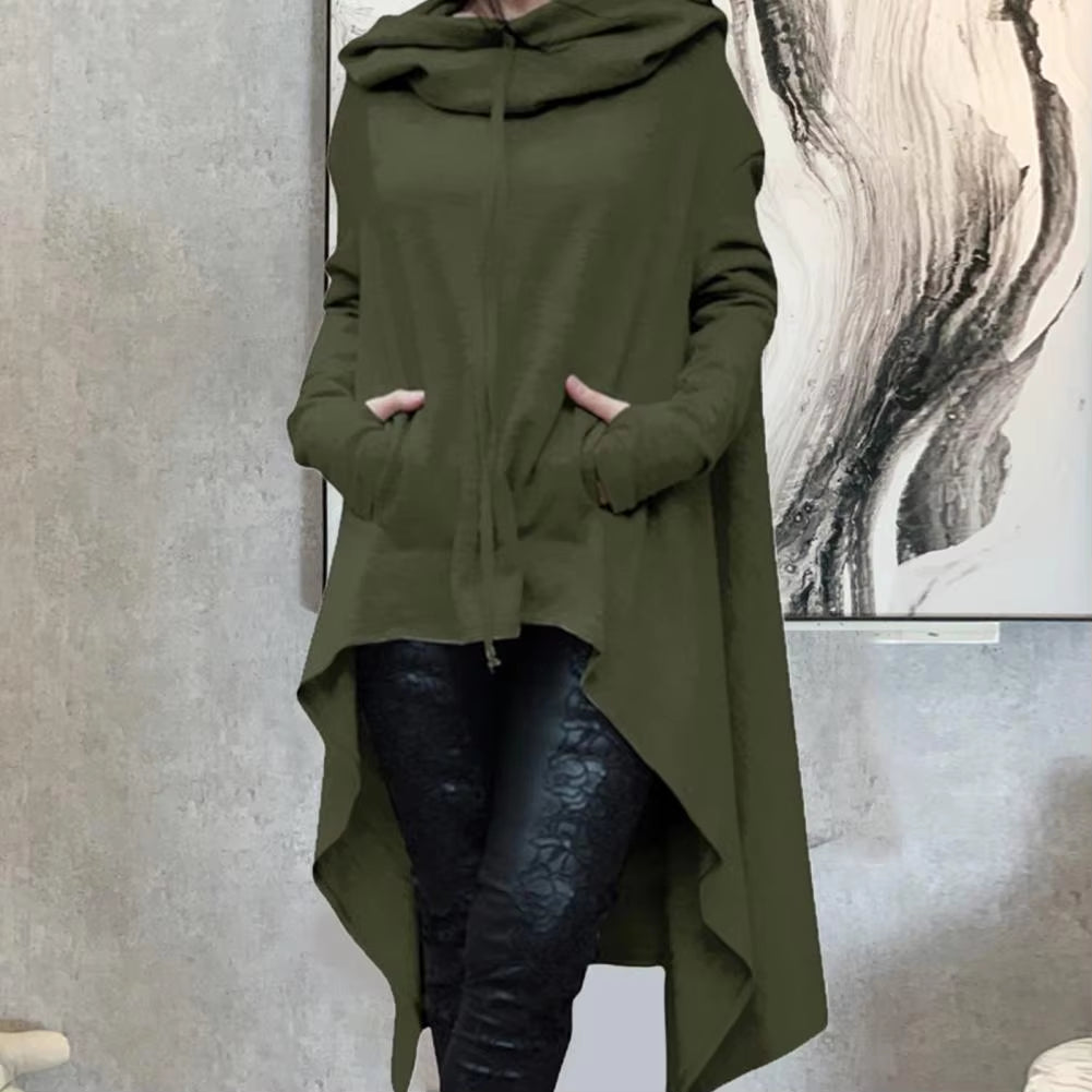 Autumn Long Hoodie Solid Color Hooded Elegant Sweatshirt Vetement Femme Hoodies Women Casual Wear Streetwear