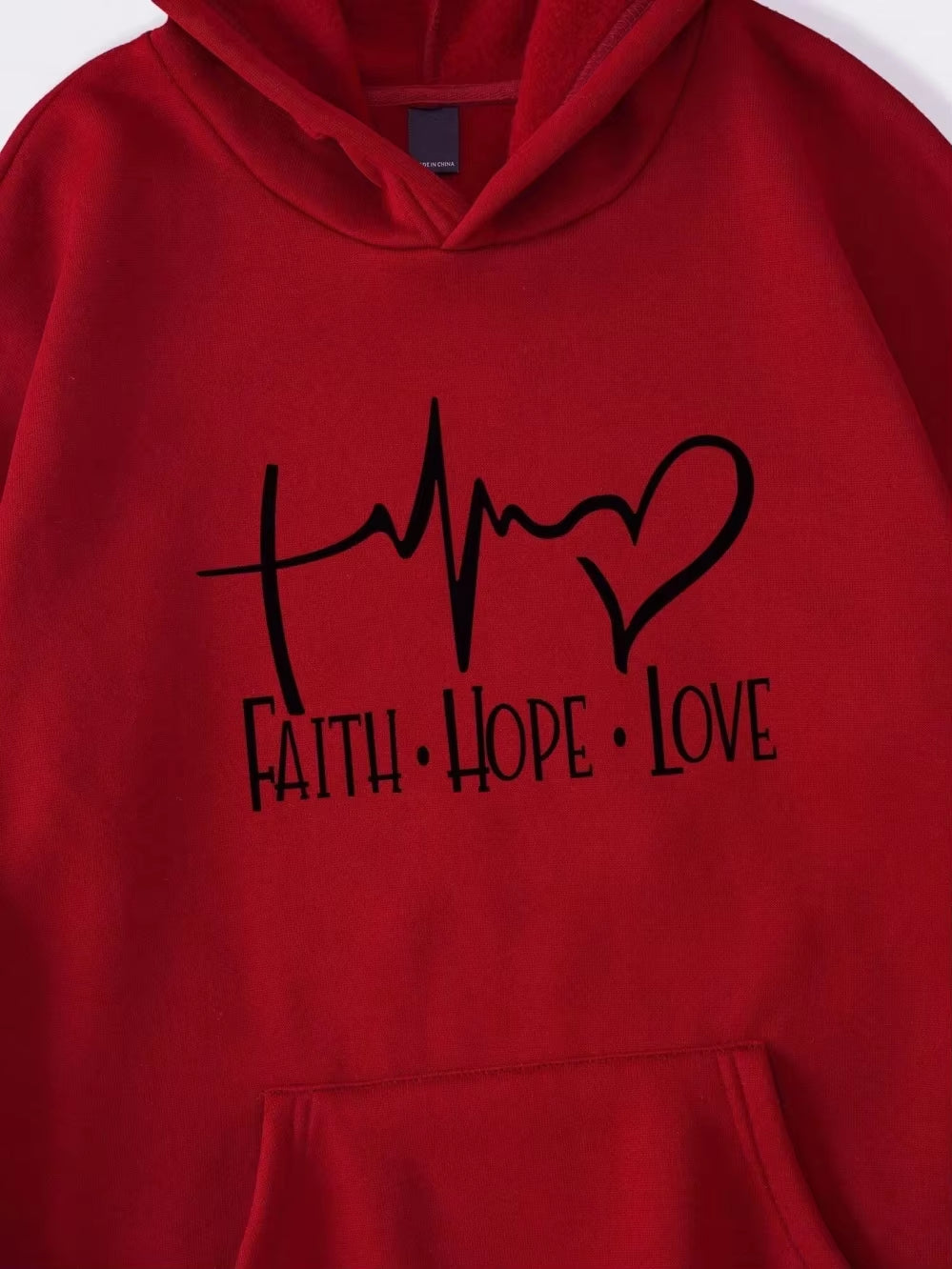 Faith Hope Love Letter Graphic Women Hoody Street Casual Loose Sweatshirt Autumn Fleece Hooded Hip Hop O-Neck Clothing Female