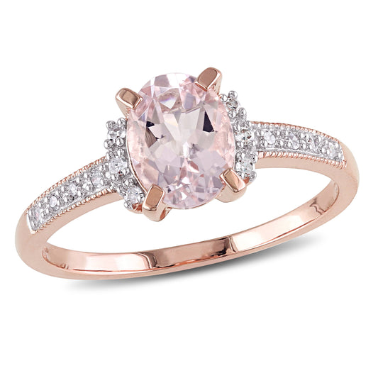 Women'S Morganite Rose Gold Plated Ring