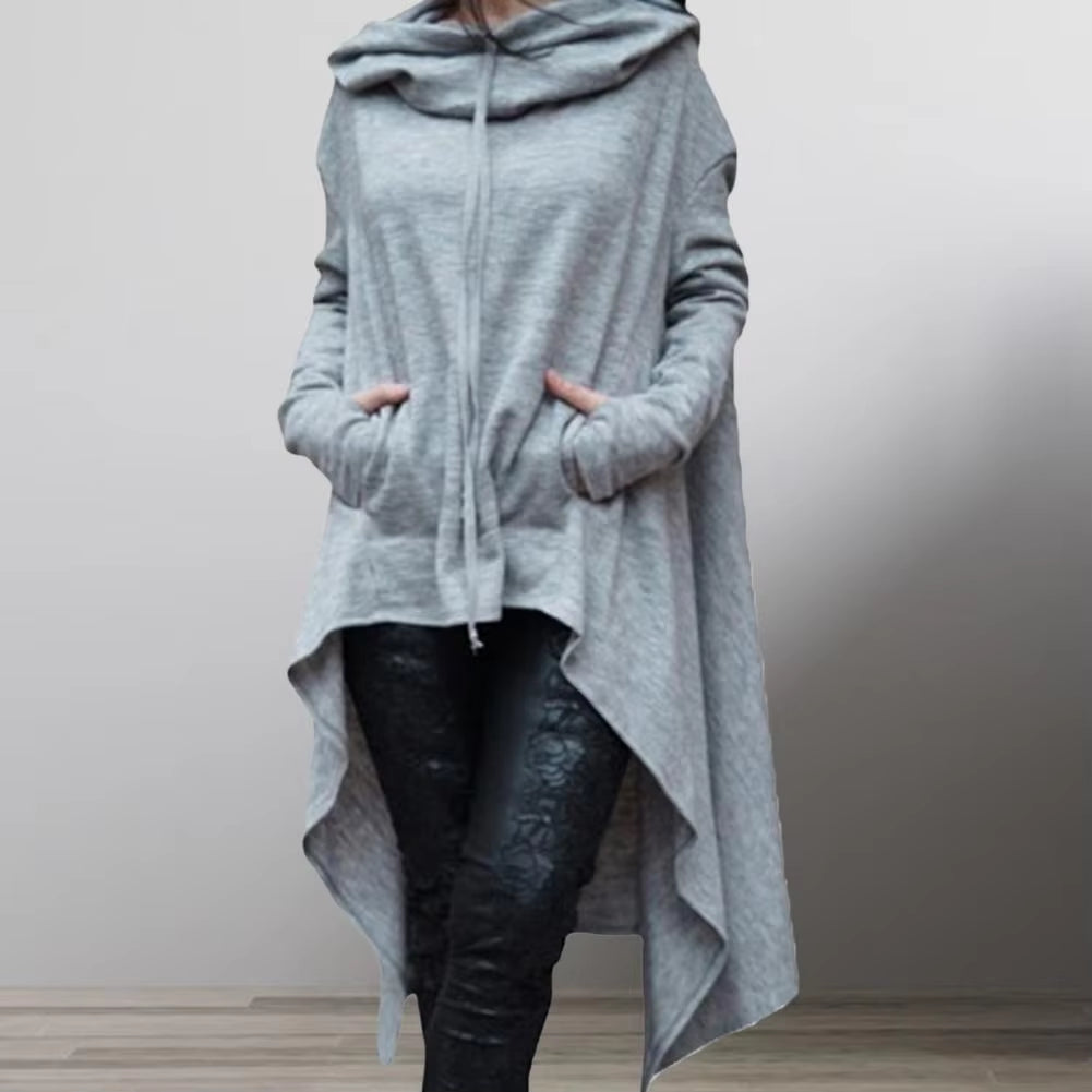 Autumn Long Hoodie Solid Color Hooded Elegant Sweatshirt Vetement Femme Hoodies Women Casual Wear Streetwear