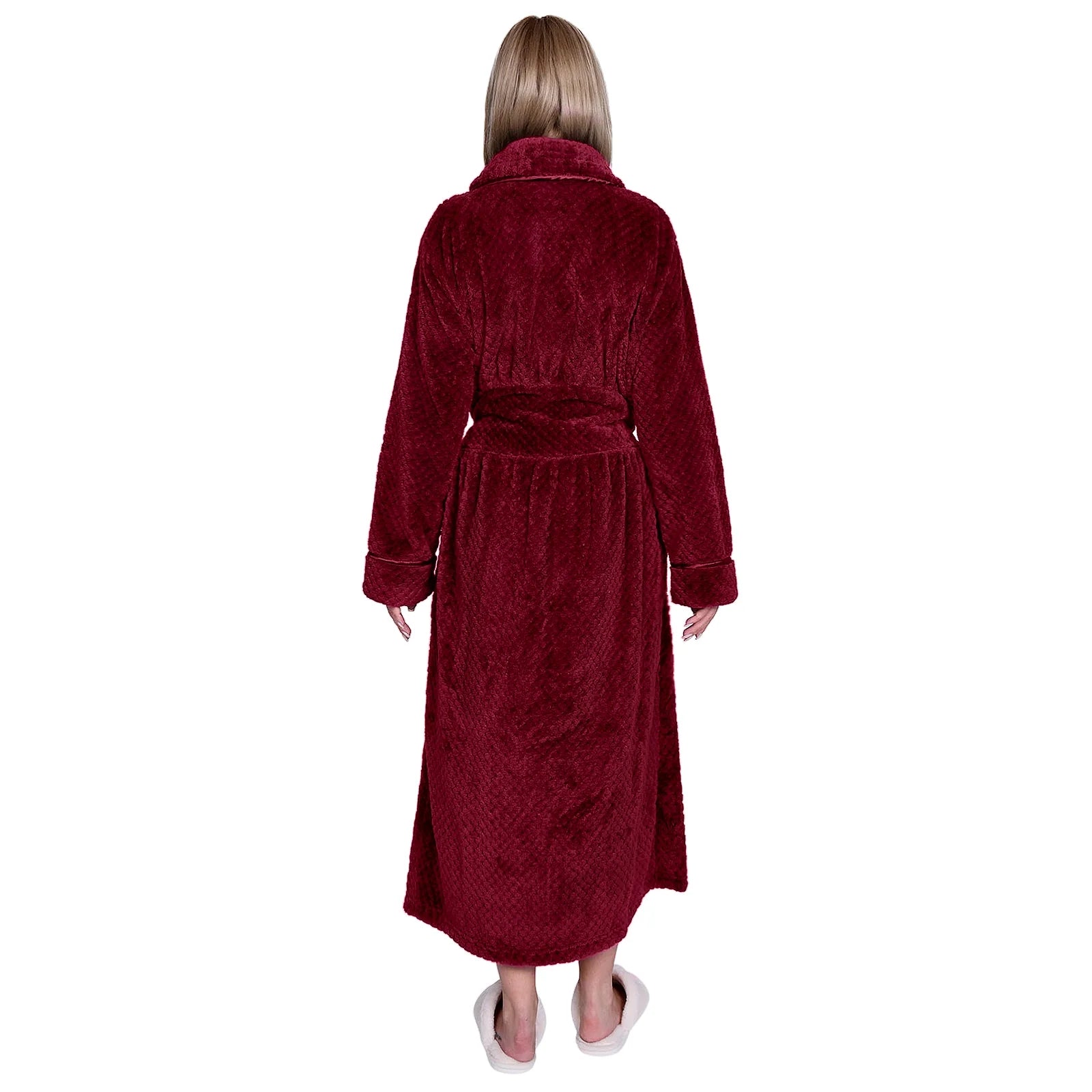 Womens Fleece Robe - Comfy Plush Long Bathrobes with Pockets for Women, Ladies Sleepwear (L/XL, White)