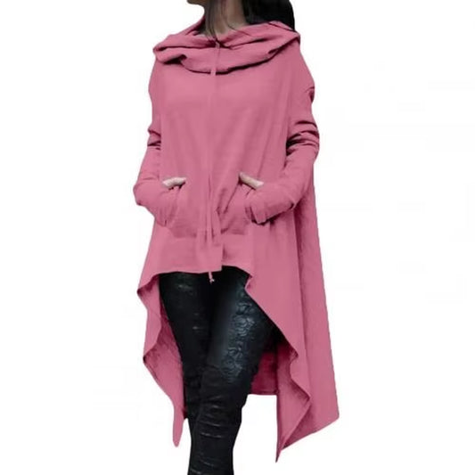 Autumn Long Hoodie Solid Color Hooded Elegant Sweatshirt Vetement Femme Hoodies Women Casual Wear Streetwear